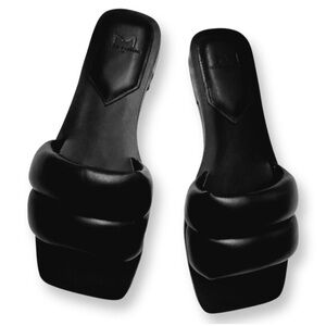 Marc Fisher Black Padded Slide Sandals